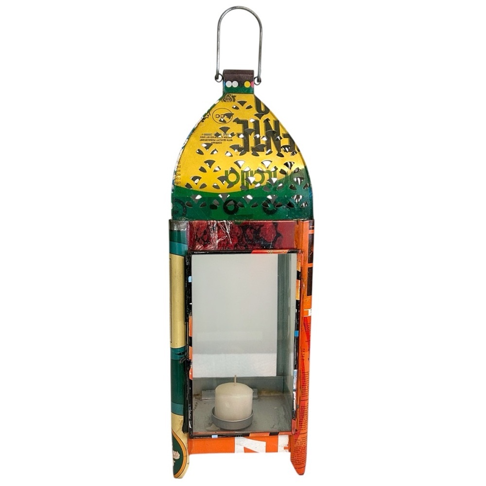 Urban Outfitters Y2K Colorful Upcycled Metal Lantern • Pierced Tin •